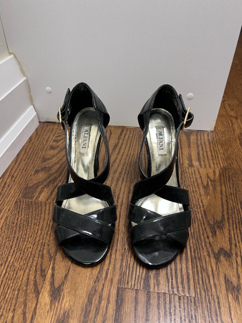 Alfani Black Patent Strappy Open Toe Heels